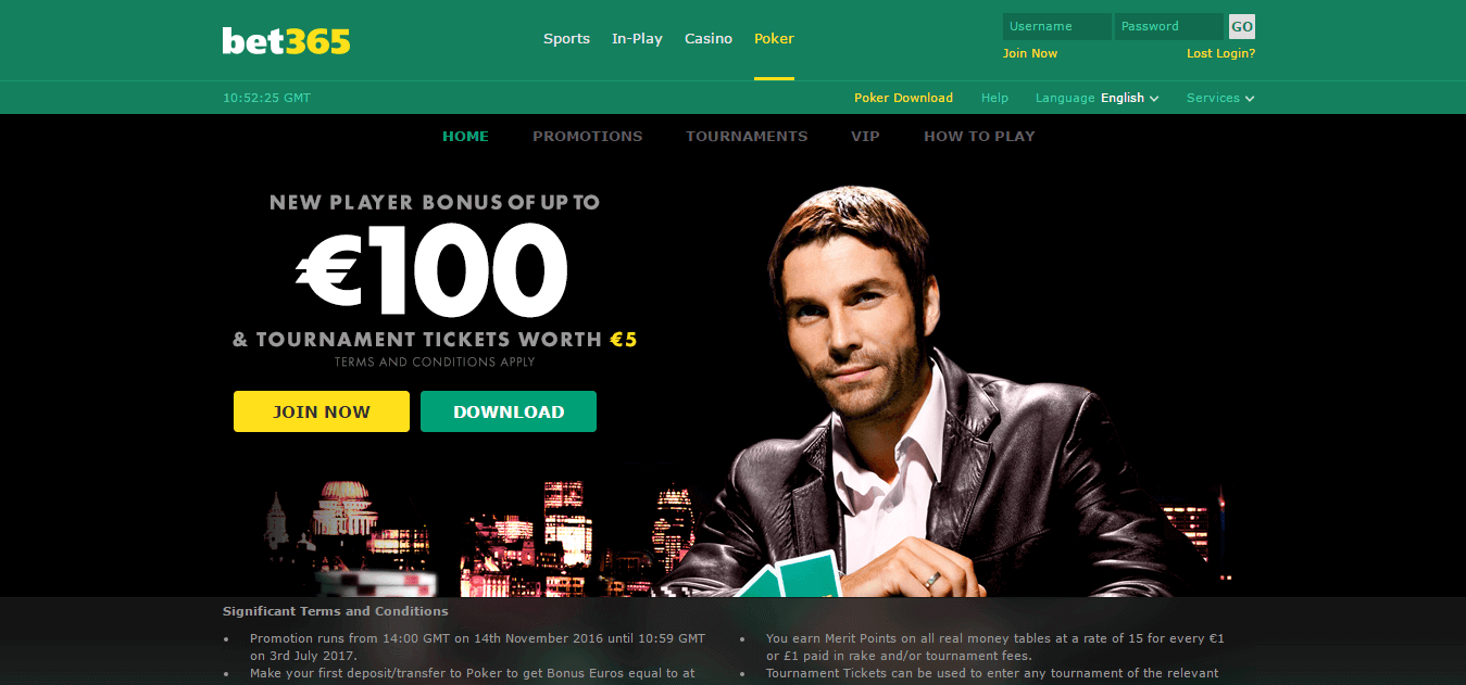 Покер зала на Bet365 - промоции, вип турнири